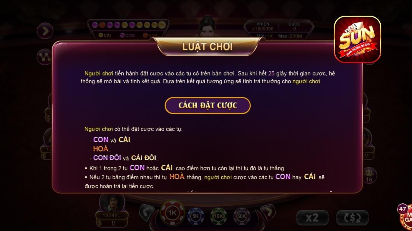 Hướng dẫn chi tiết cách chơi Baccarat Kim Tài Sunwin