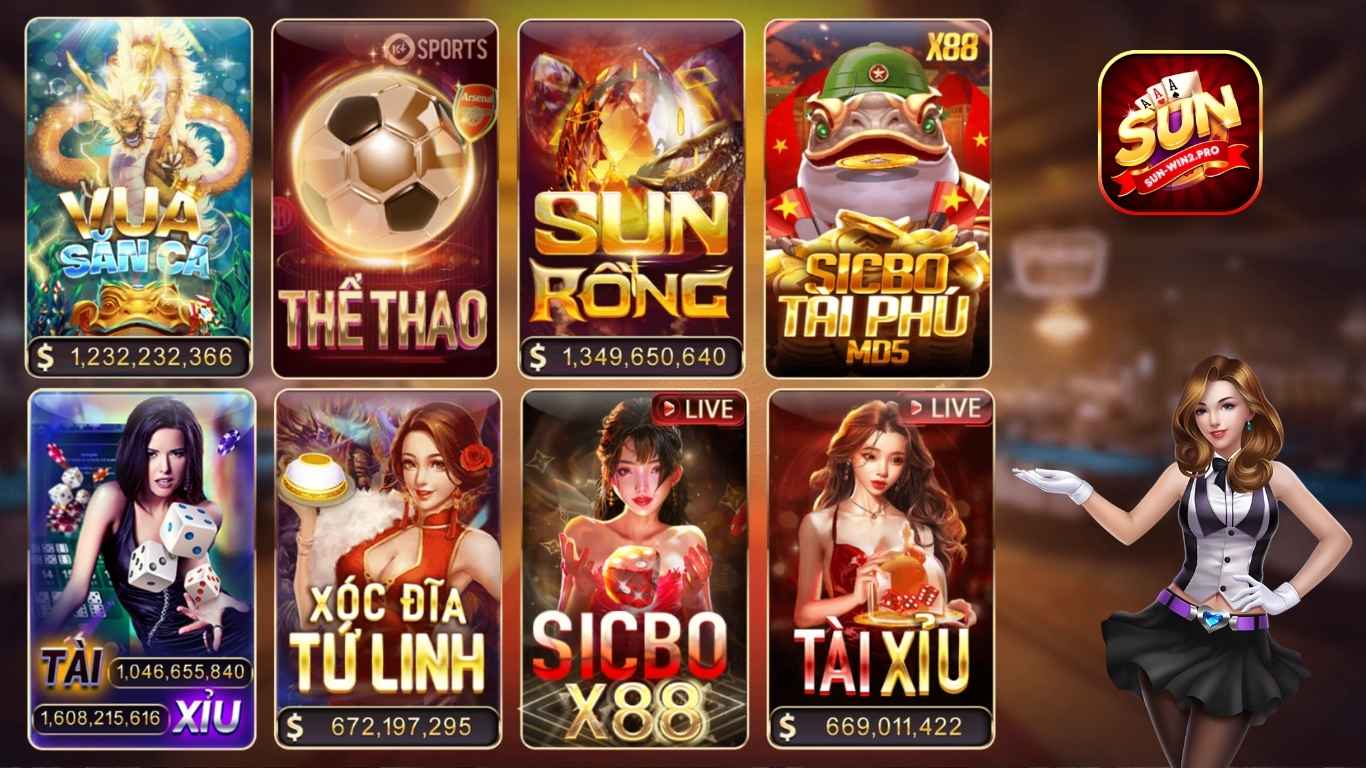 Trò chơi đổi thưởng nổi bật tại Sunwin